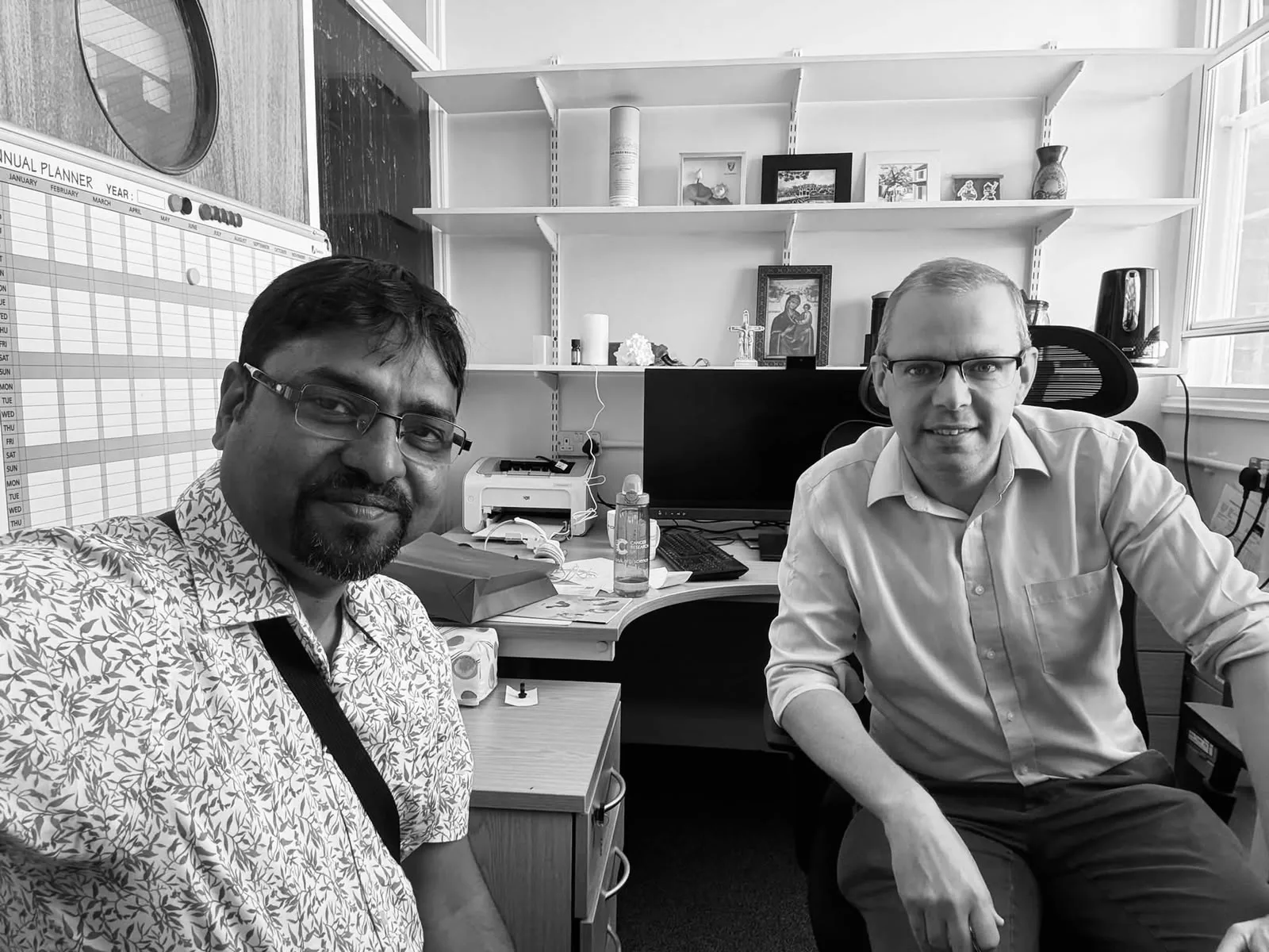 With a colleague abroad